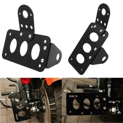 Black Universal Motorcycle Side Mount License Plate Bracket for Motorbikes