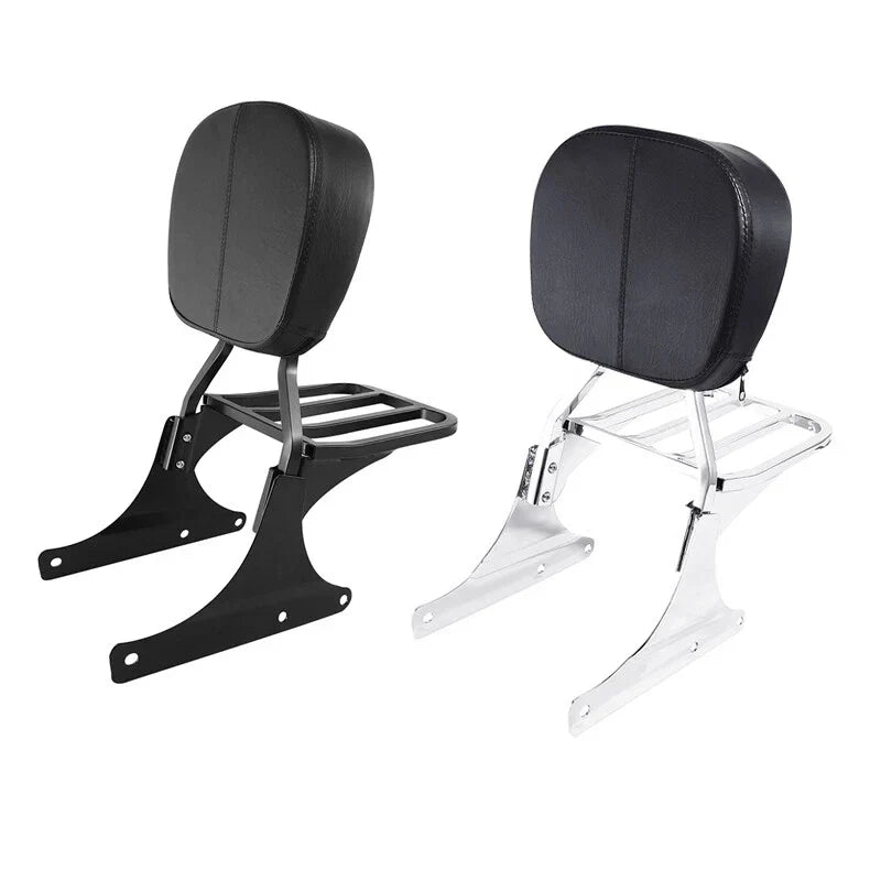 Chrome/Black Sissy Bar Backrest Luggage Rack for Harley Softail (1984-2005)