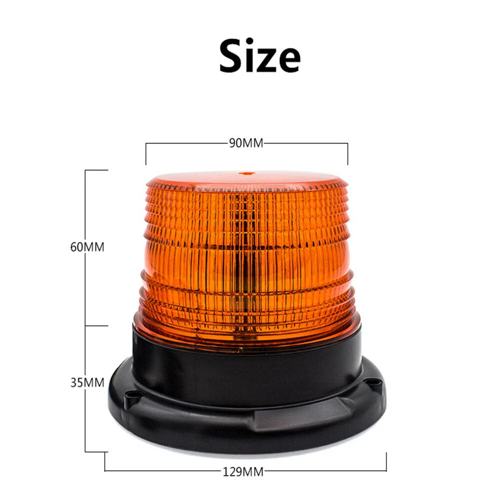 Flashing Strobe LED Light for Car Auto Amber Magnetic 12V 24V