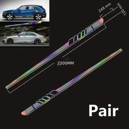 2 x Reflective Car Body Graphics Vinyl Long Stripe Decals Sticker for Car