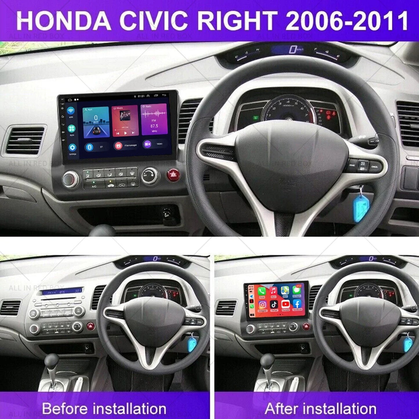 Android 13 Touch Screen Stereo Bluetooth for Honda Civic (2006-2011)