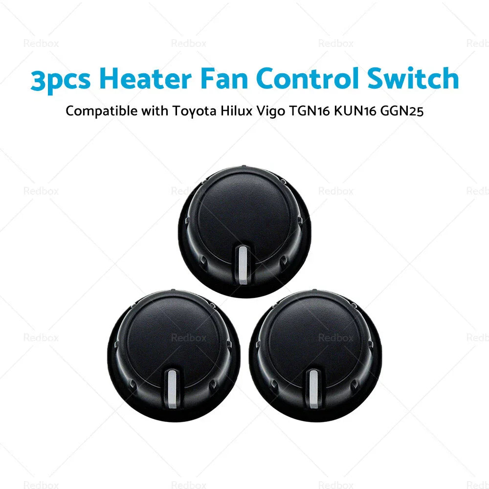 3 x Heater Fan Control Switch Knobs for Toyota Hilux Vigo (2005-2015)
