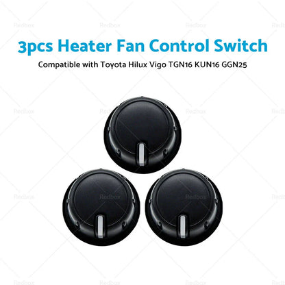 3 x Heater Fan Control Switch Knobs for Toyota Hilux Vigo (2005-2015)