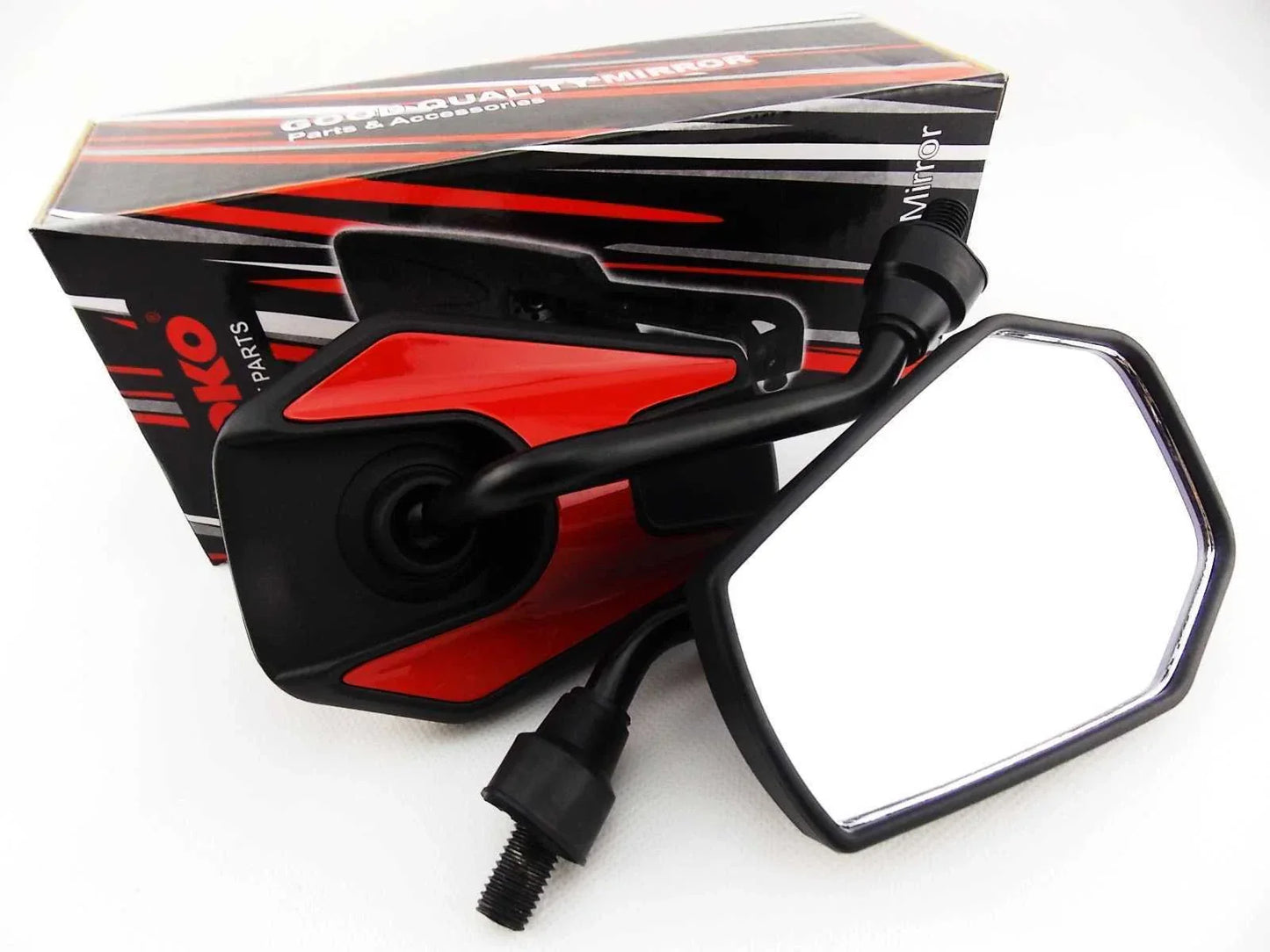 Black Red Hex Soko Mirrors for Honda CM125C (1982-1986)