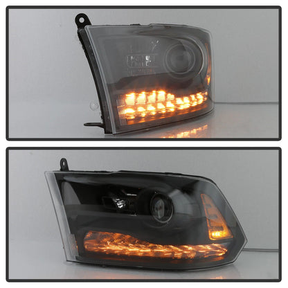 Black LED DRL Projector Headlights for Dodge Ram 1500 2500 3500 (2013-2018)