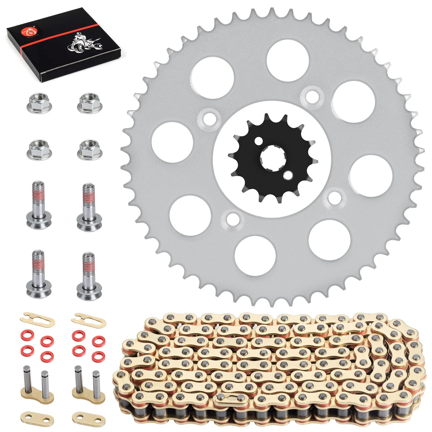 Drive Sprocket & Chain w Bolts X-Ring 118 Links for Honda XR100R CRF100F (2003–2003)