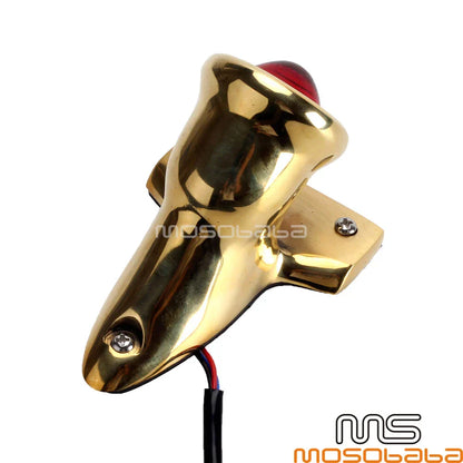 Brass Crocker Style LED Tail Light Assembly for Custom Harley Bobber