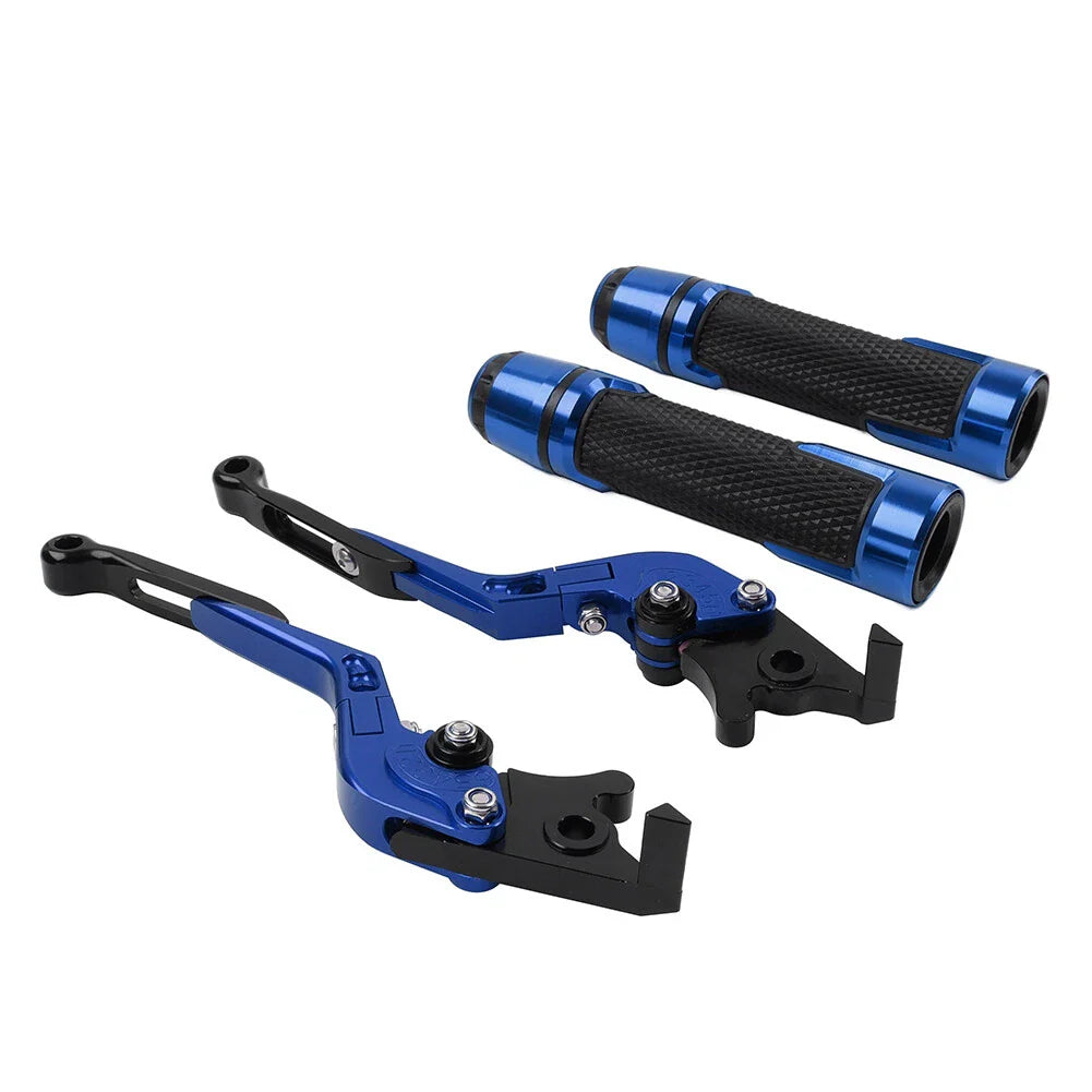 Blue Extendable Brake Clutch Levers & Handlebar Grips for Aprilia Tuono V4