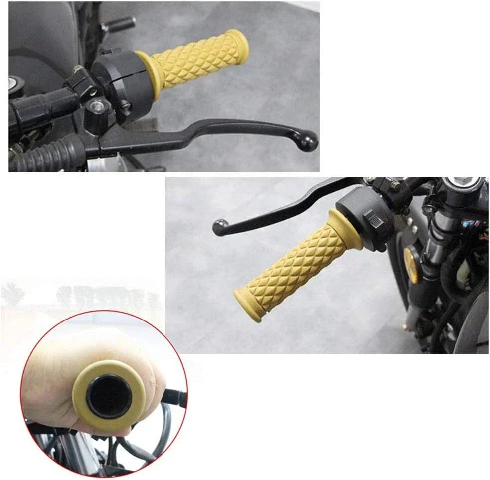 22mm Rubber Hand Grips for Cafe Racer Motorcycle Bikes