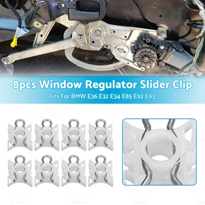 8 x Window Regulator Slider Clip Bushes for BMW E36 E32 E34 E85 E92 E93