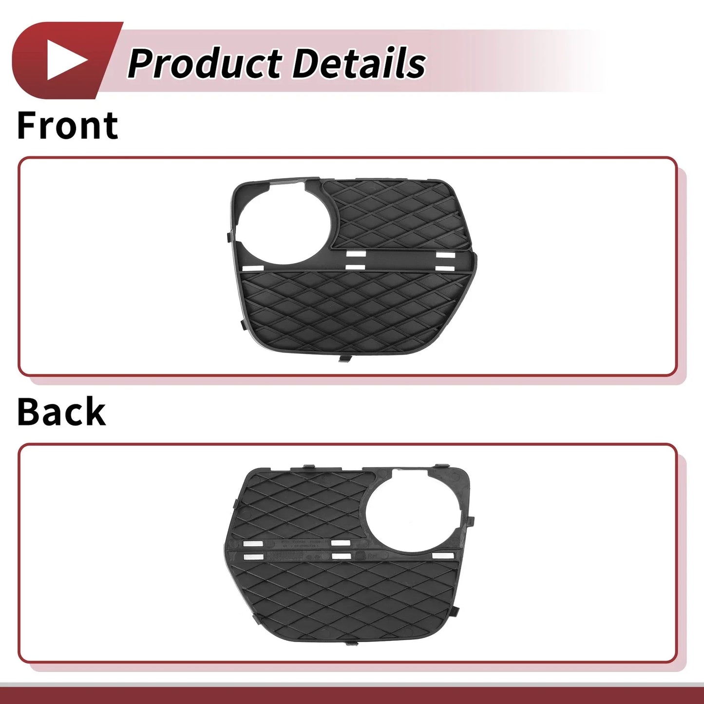 1 x Car Front Right Fog Light Grill for BMW X6 (2012-2014) Black