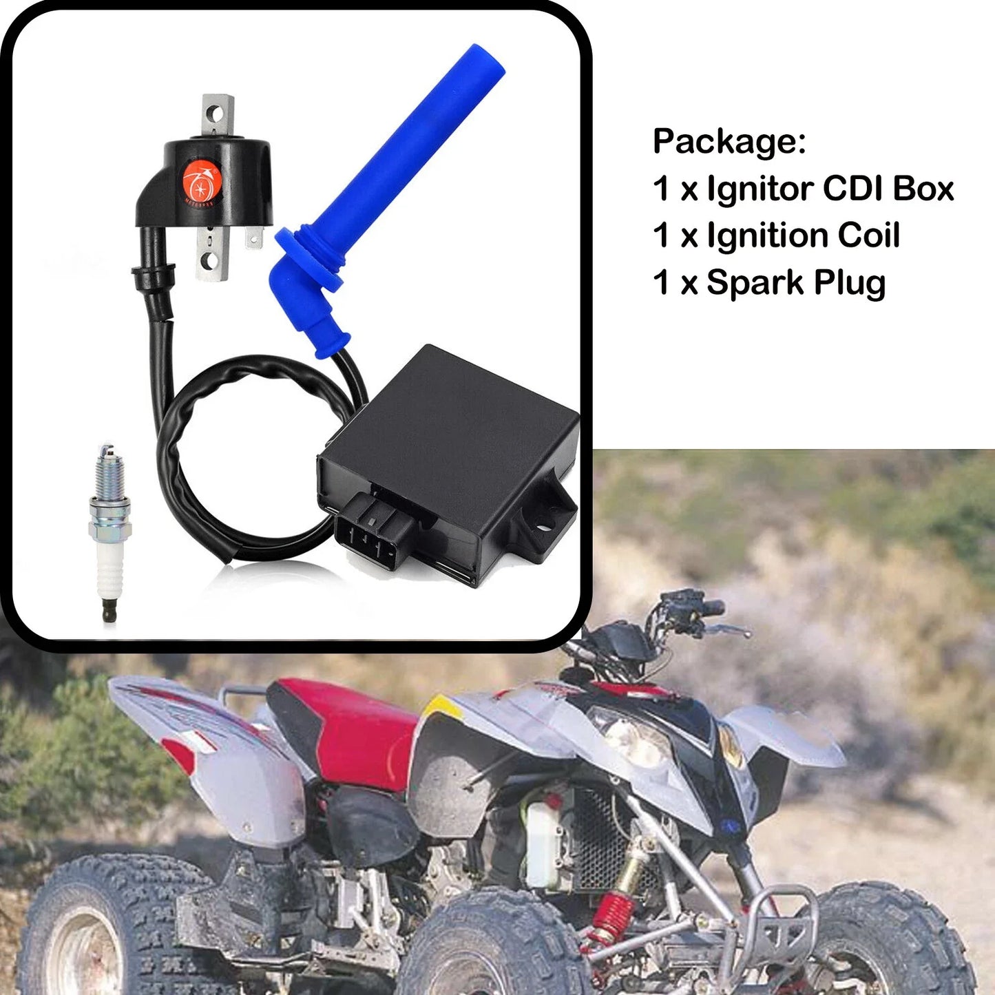 Ignition Coil Spark Plug And CDI for Polaris Predator 500 (2003–2004)