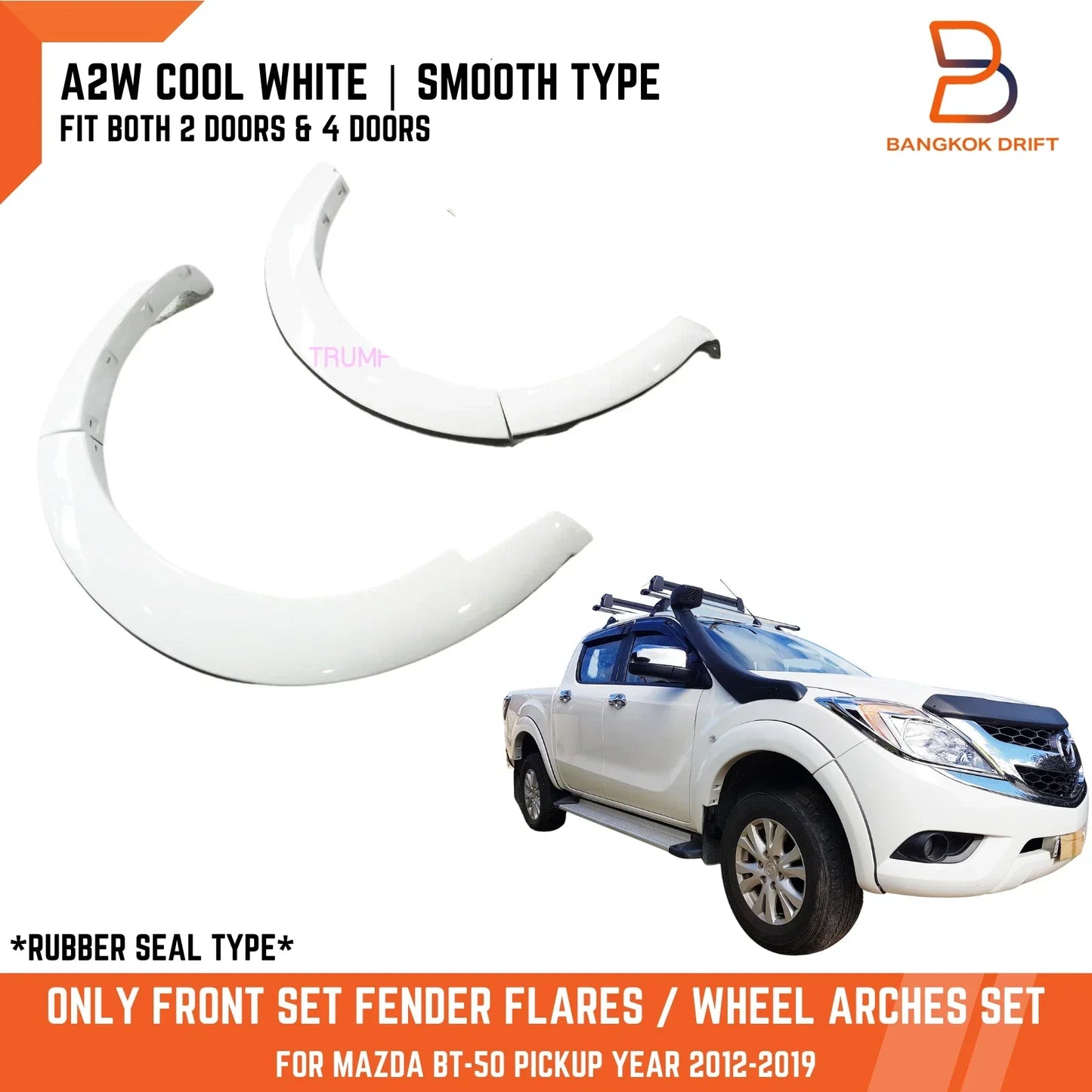 4PC White Front Fender Flare Wheel Arch for Mazda BT-50 Ute (2012-2019)