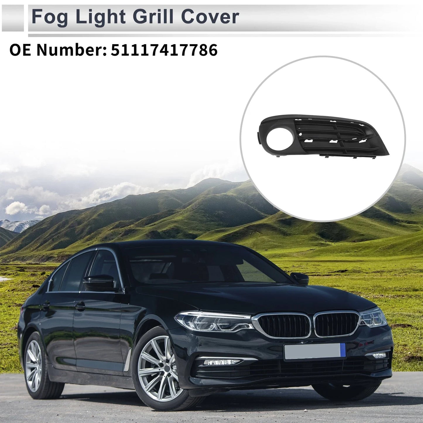 Front Right Fog Light Grill 1 Pc for BMW 5 Series (2014 - 2017)