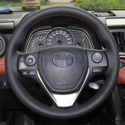 Hand Sewing Steering Wheel Cover for Toyota RAV4, Corolla (2013-2018)