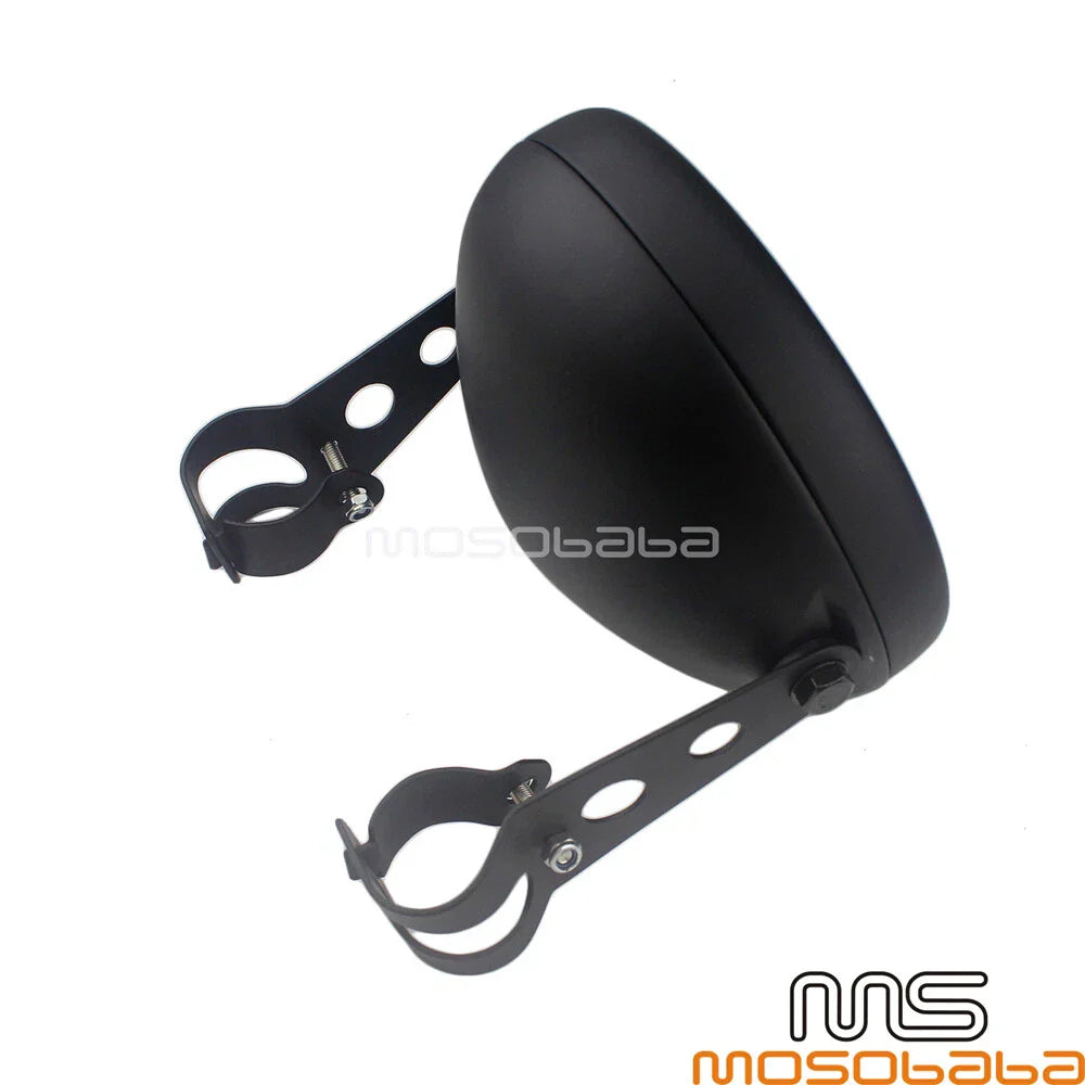 7'' Steel Round Black Headlight Housing w/ Bracket for Universal Motorcycle