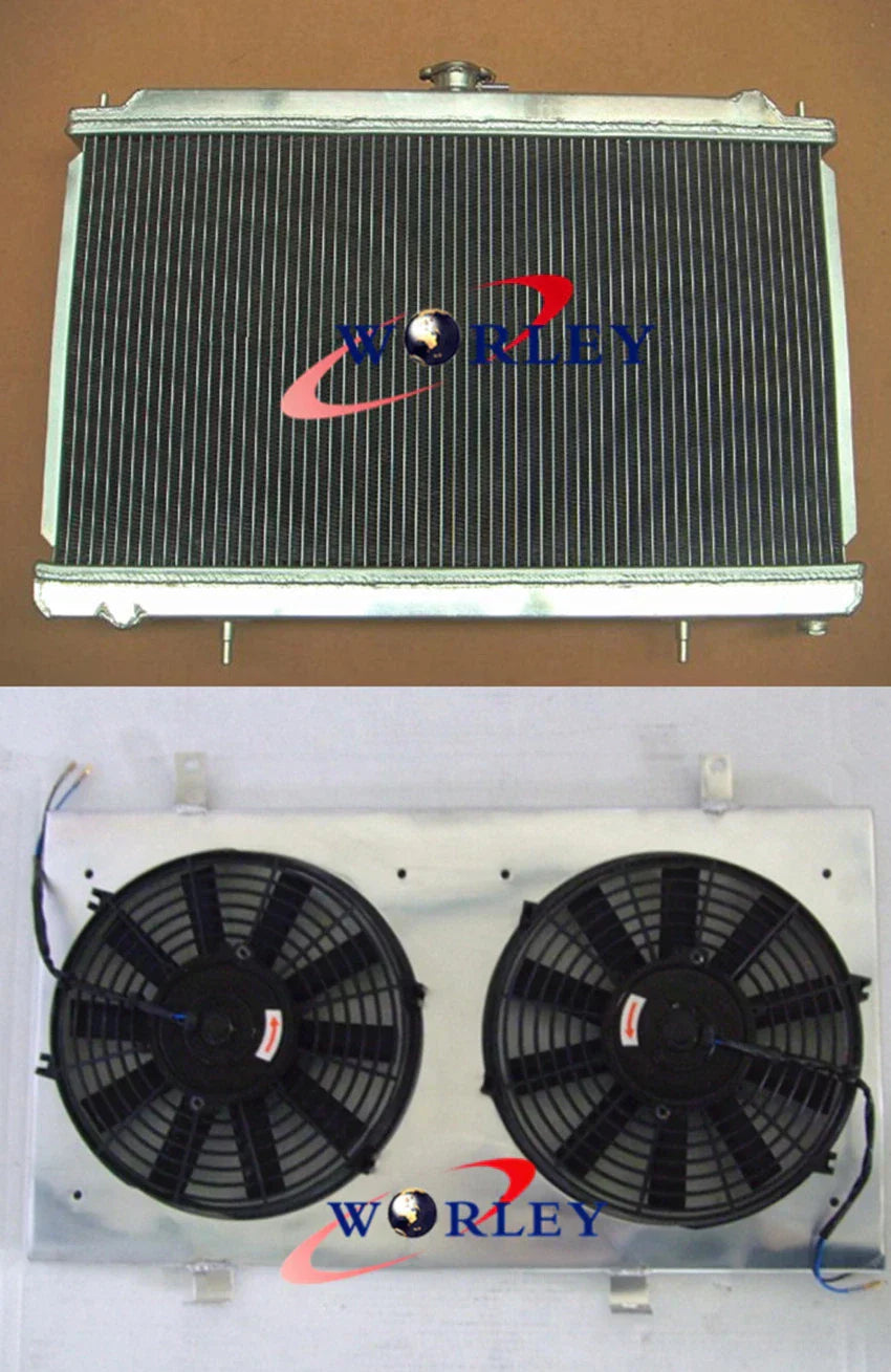 Aluminum Radiator + Fan Shroud + Fans & Hose for Nissan Silvia S14 S15 (1995-2002)