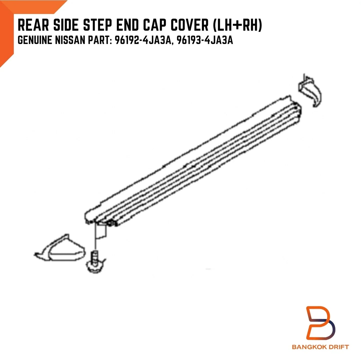 Genuine  Rear Side Step End Caps for Nissan Navara D23 (2014-2023)