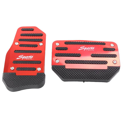 Aluminum Anti-Slip Manual Brake Footrests for Auto Sport Pedals - Red