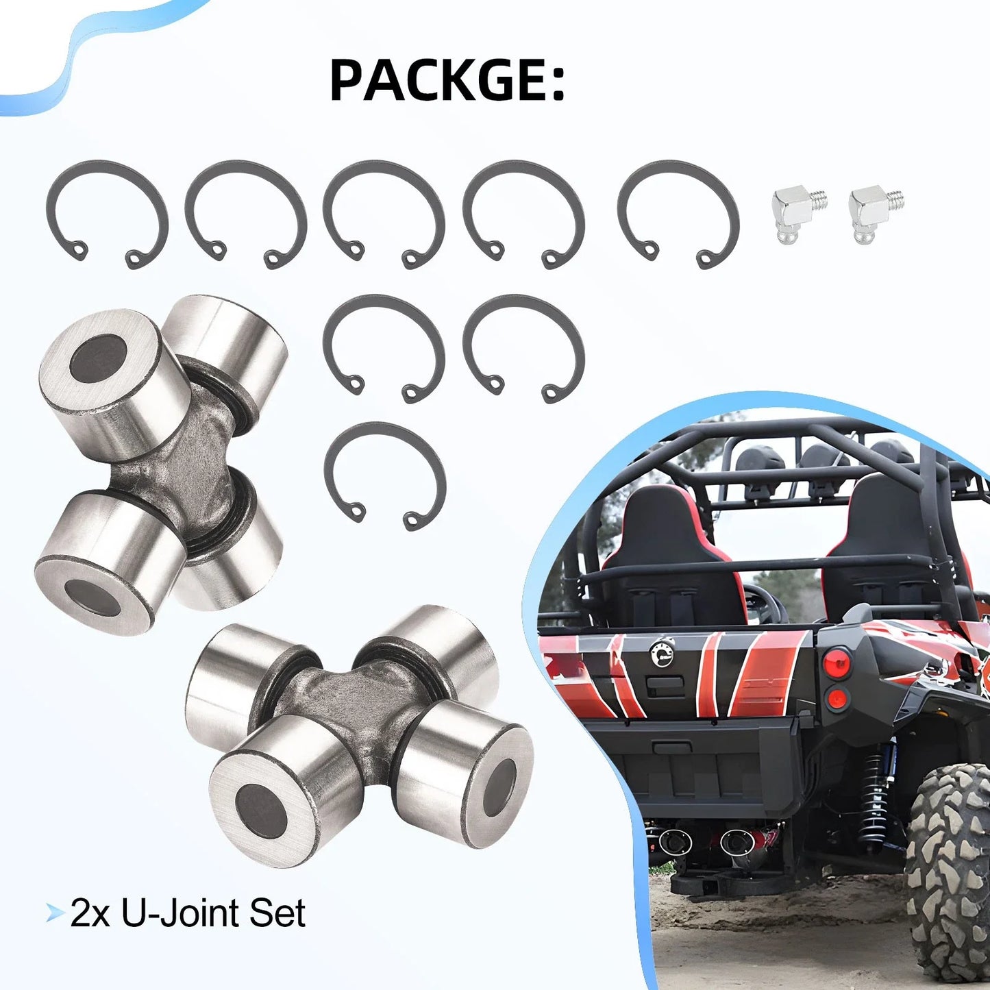 2 x Rear Drive Shaft U-Joint Kit for Can-Am Quest 500/650 (2002–2004)