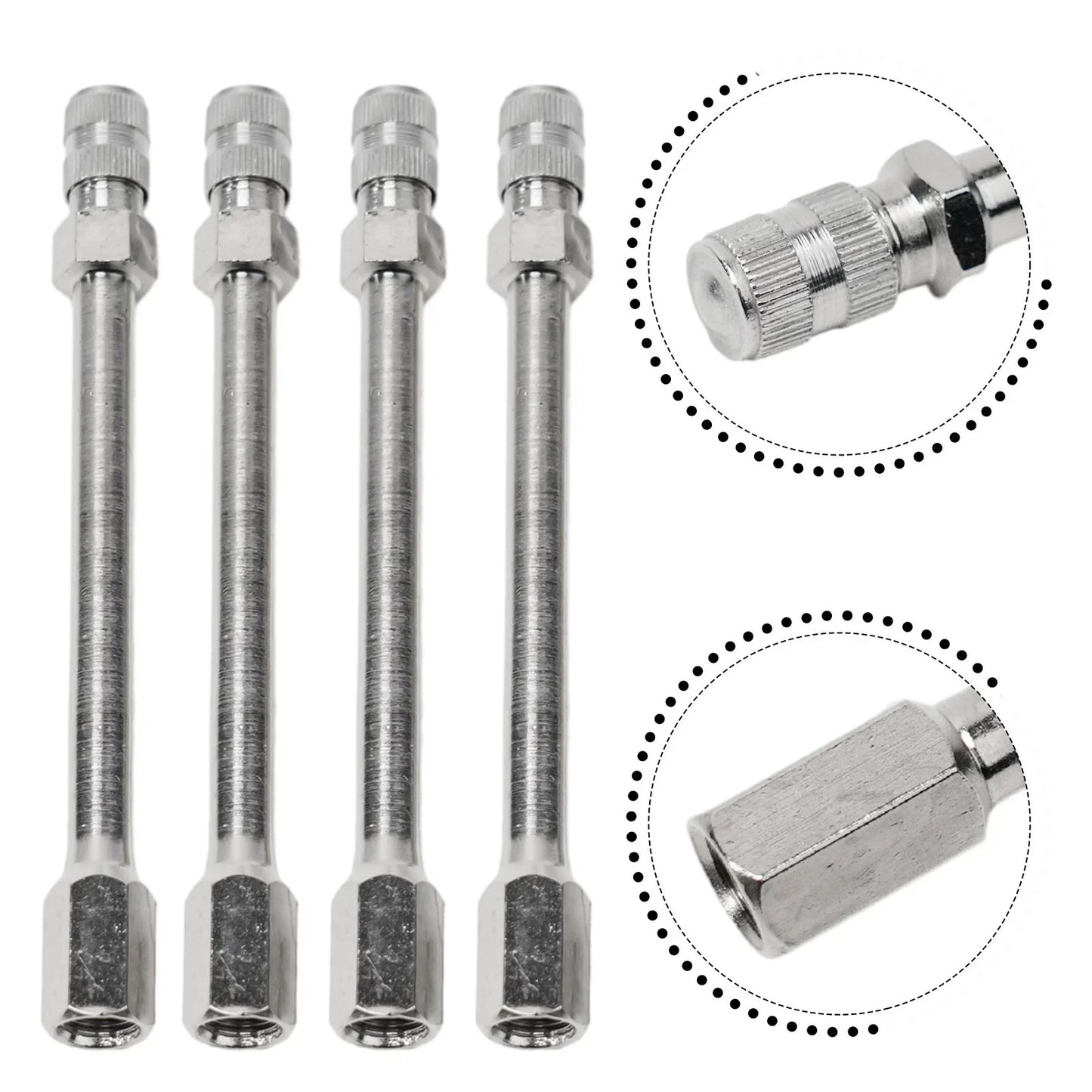 4x 100mm Metal Tire Wheel Valve Extension Cap Stem for Car Truck Van