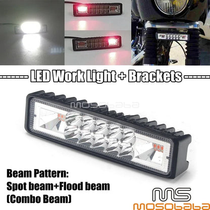 6'' LED Work Light Bar Fog Spot Flood Lights for Harley Dyna FXDWG FXDL FXDF (2006-2023)