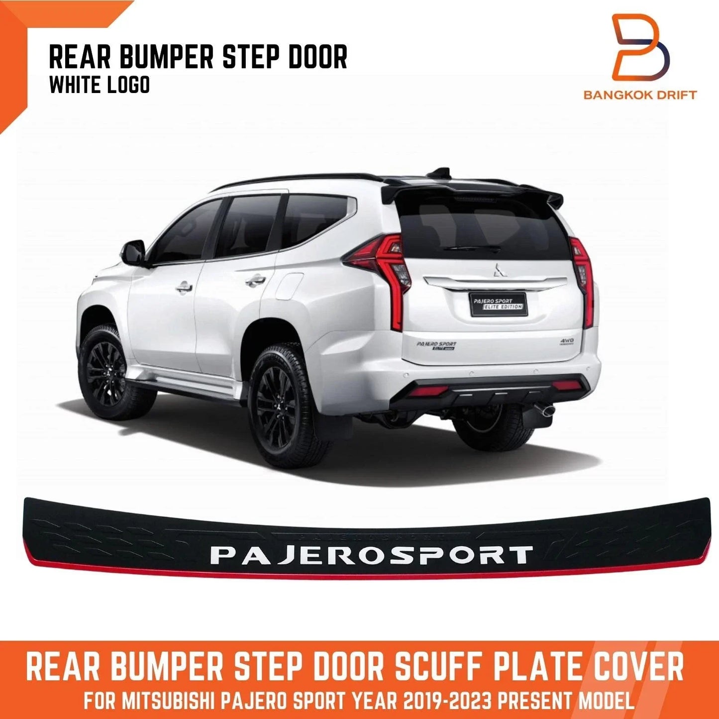 White Rear Bumper Step Scuff Plate Cover for Mitsubishi Pajero Sport (19-23)