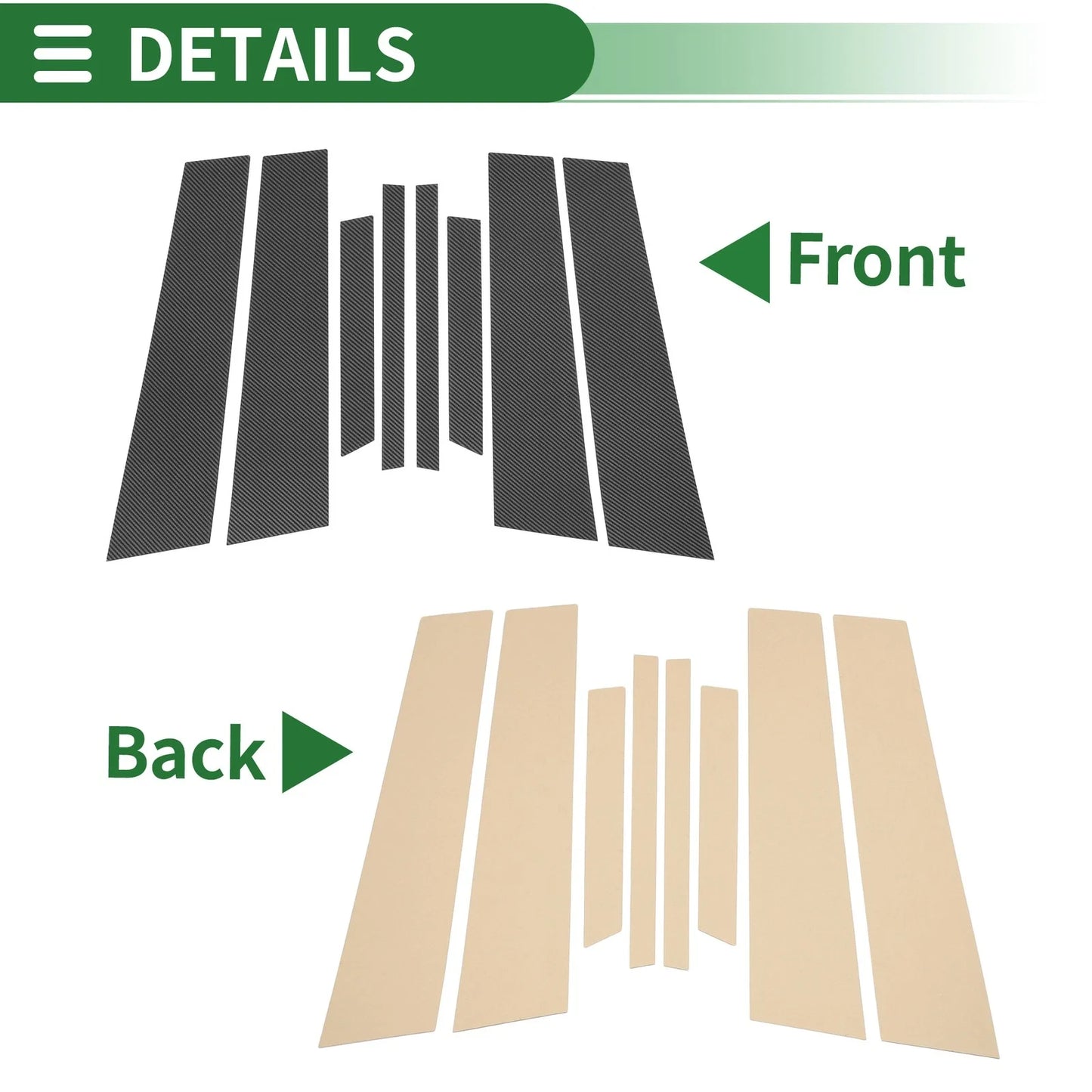 8 x Door Pillar Window Trim for BMW X4 (2014-2018) Carbon Fiber Pattern Black
