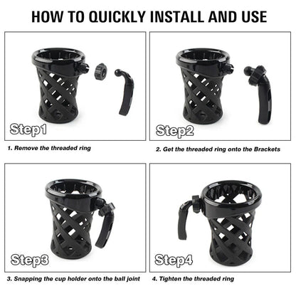Universal Handlebar Cup Holder with Mesh Basket for Harley