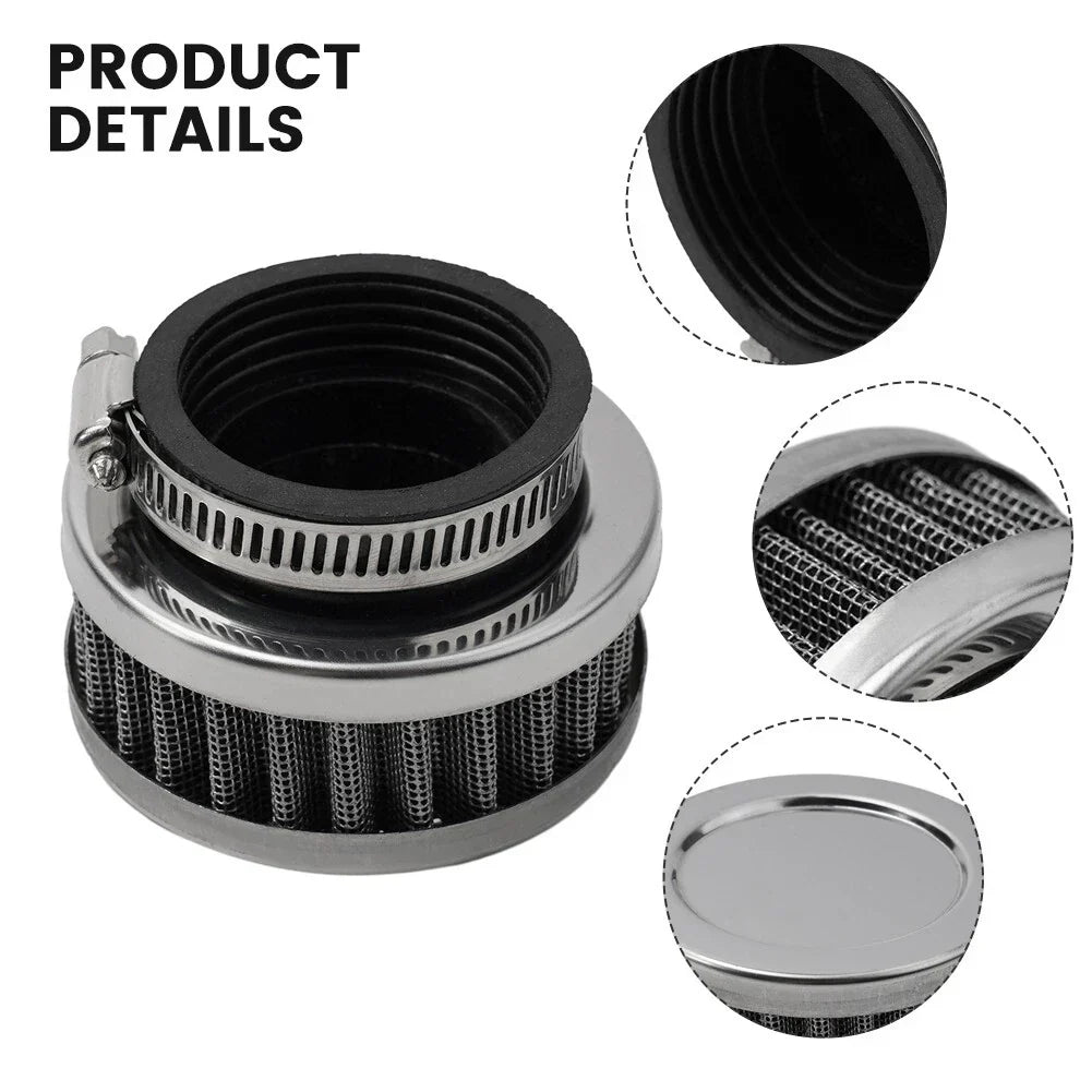 Air Filter Cleaner / 45MM Round Tapered Rubber Silver for Motorcycle