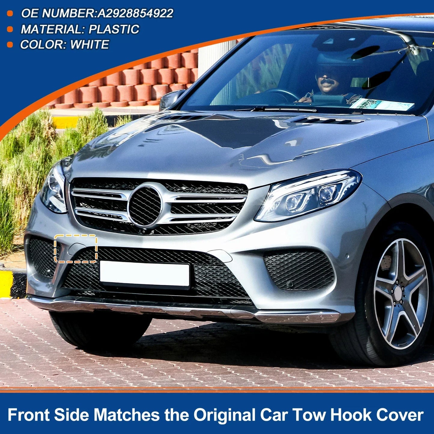 Front Bumper Tow Hook Cover for Mercedes-Benz GLE W166 (2016-2020) White