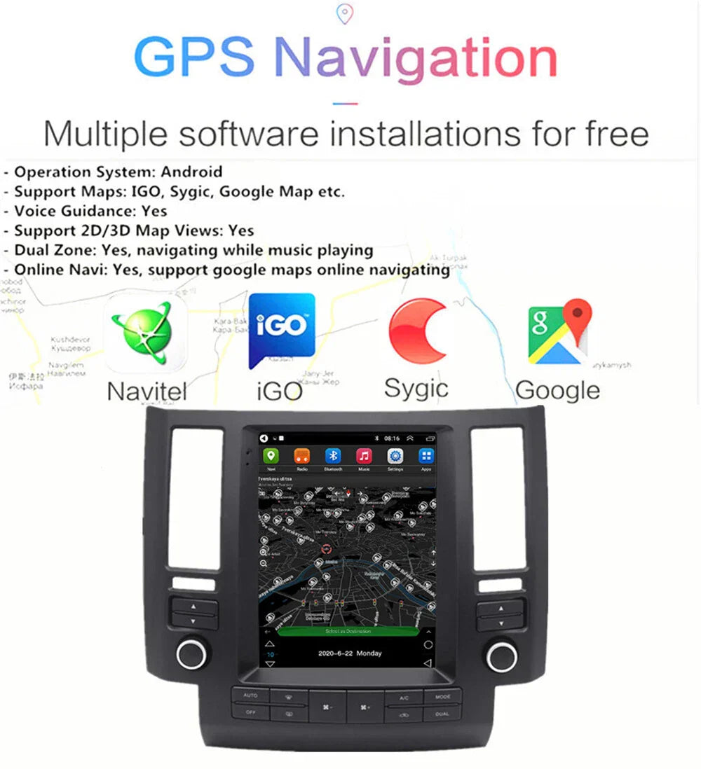 9.7'' Carplay Stereo Radio GPS for Infiniti FX35 FX45 (2003-2006)