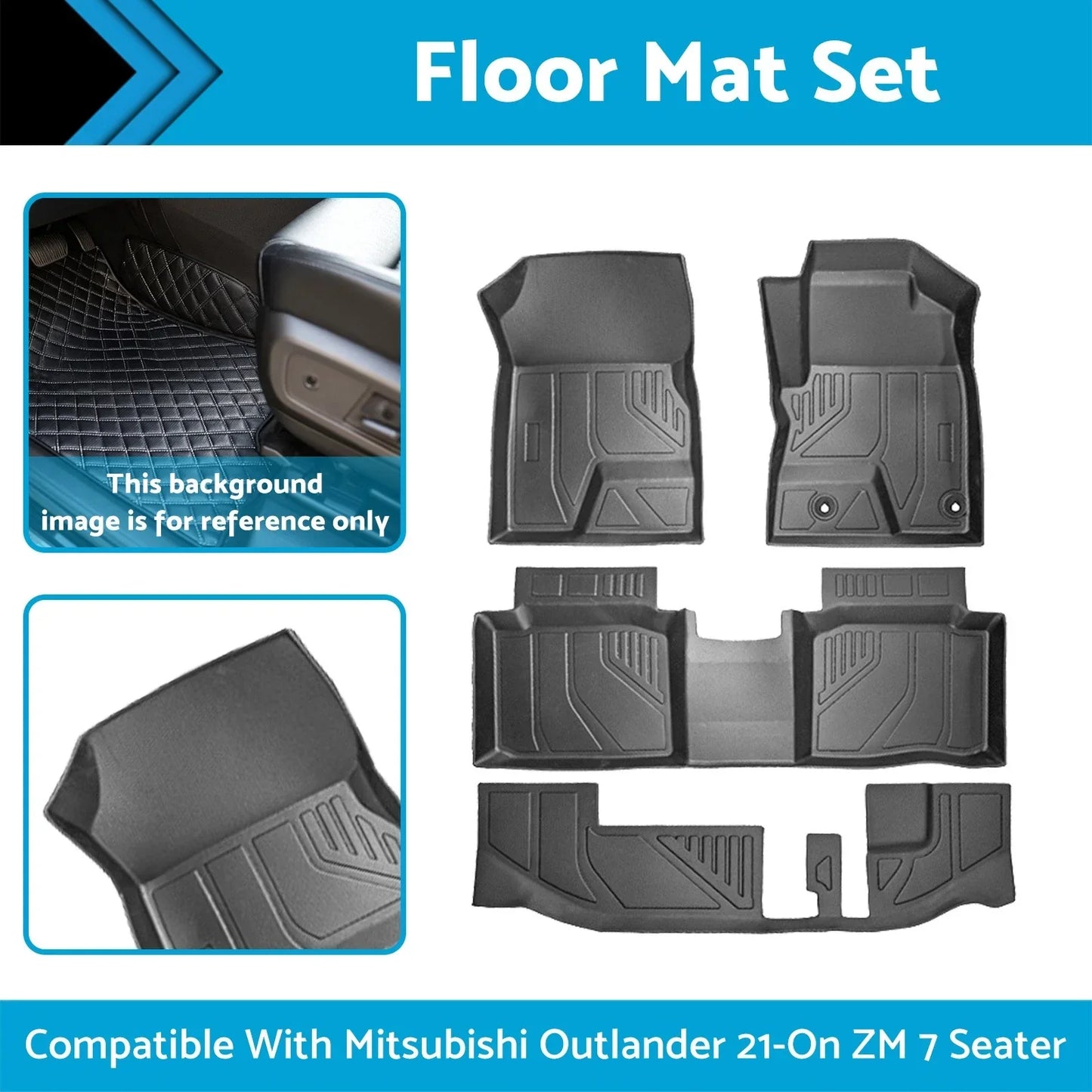 TPE Floor Mats Set for Mitsubishi Outlander 2021-On ZM 7 Seater