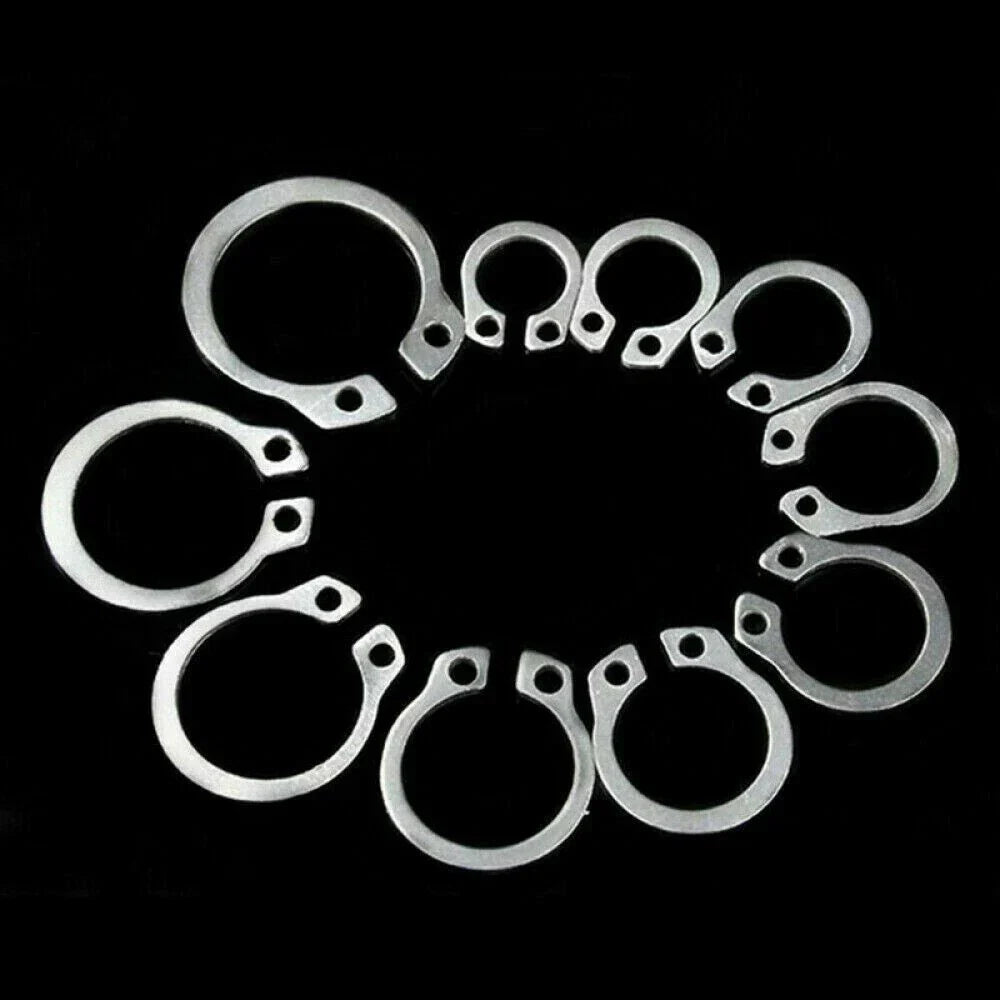 100pcs 304 SS External Circlip Ring Assortment 8-18mm for Universal