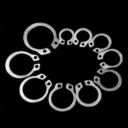 100pcs 304 SS External Circlip Ring Assortment 8-18mm for Universal