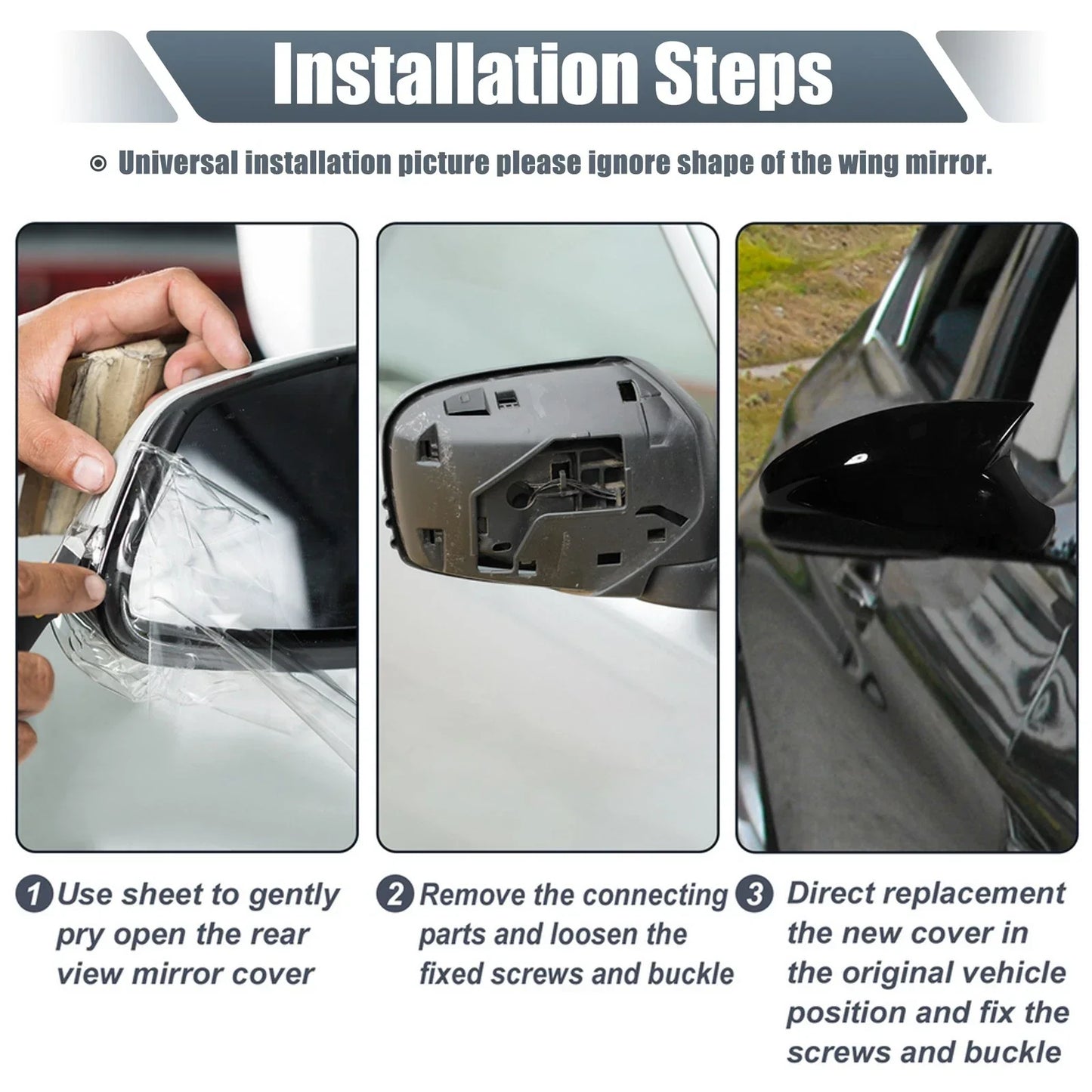 White Left Side Car Mirror Cover Caps for Honda Civic (2016-2021)