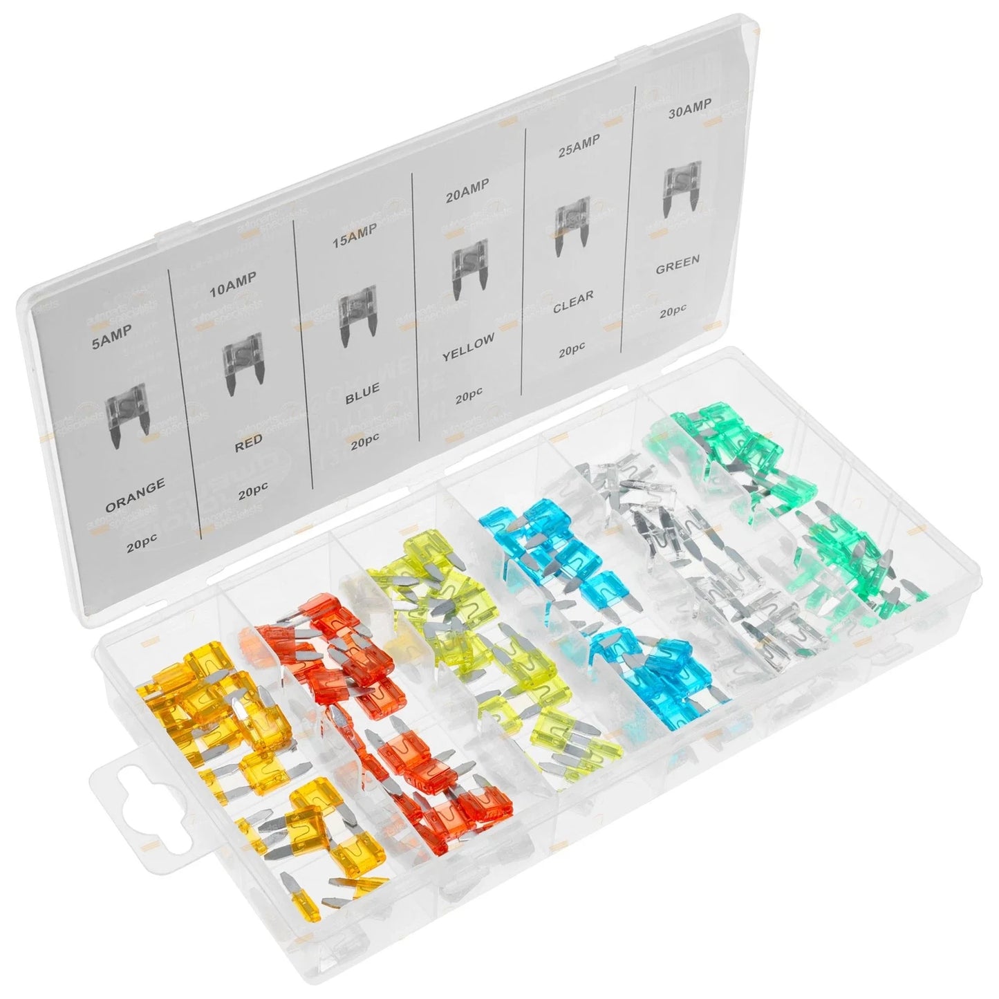 120pc Auto Blade Fuse Assortment Kit 5A 10A 15A 20A 25A 30A