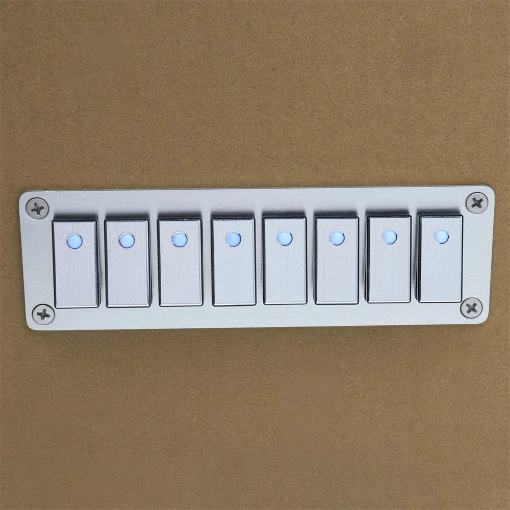 8 Rocker Switch Panel with LED Light for Boat Car