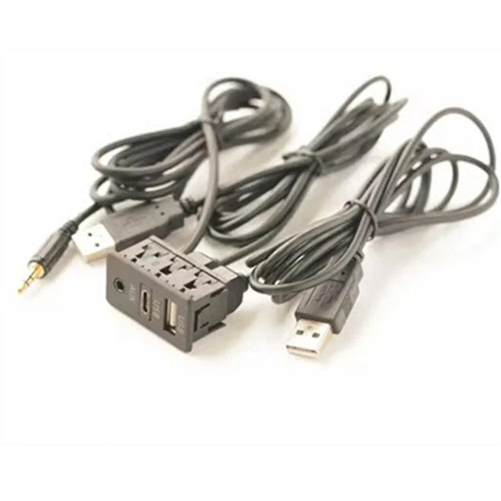 150CM Car Dash Mount AUX Type-C USB Panel Extension Cable Adapter