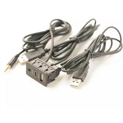 150CM Car Dash Mount AUX Type-C USB Panel Extension Cable Adapter