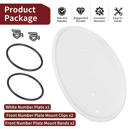 White Front Number Plate w/ Clips Bands for Honda Z50R (1979–1987)