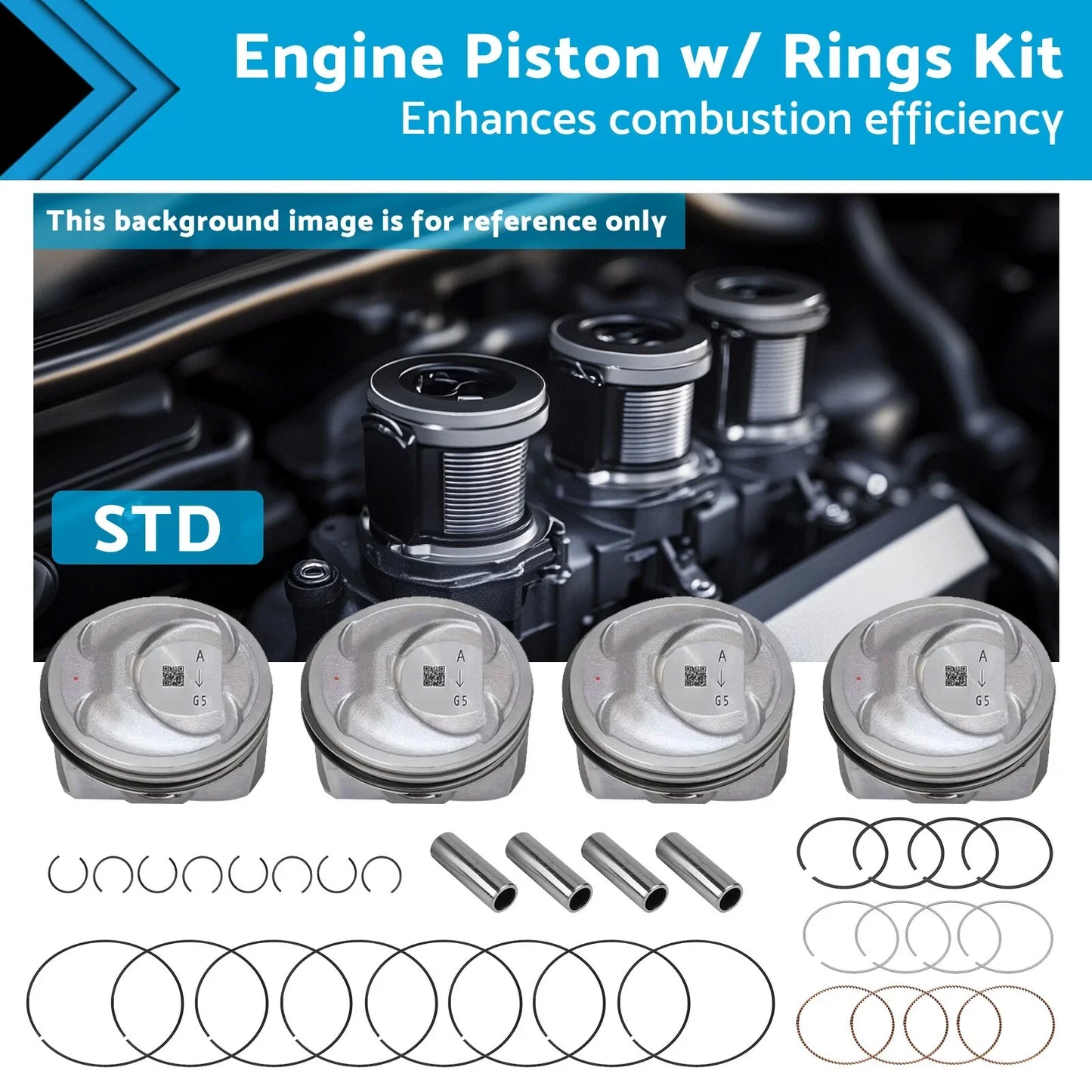 Engine Piston w/ Rings for Kia Sorento, Optima, Hyundai Sonata 2.4L (2011-2020)