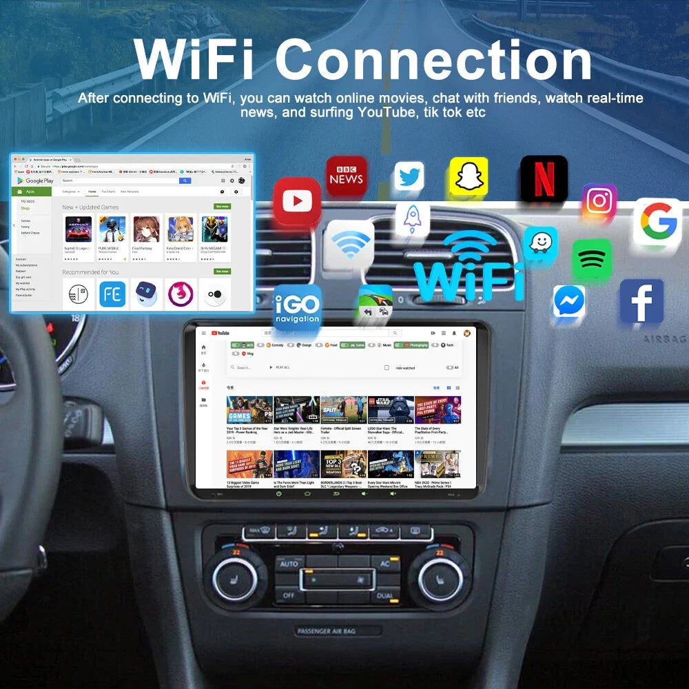 9'' Wireless CarPlay Android Auto Head Unit for VW Tiguan (2008-2016)