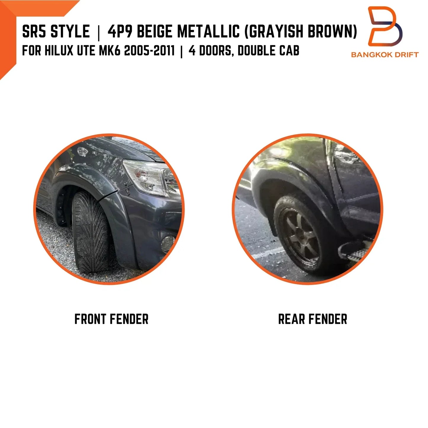 Dark Grey Fender Flare Arch for Toyota Hilux Ute Vigo Champ (2011-2014)