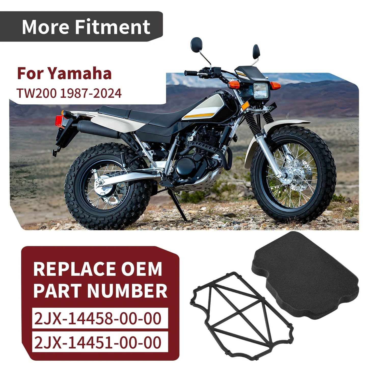 Air Filter & Guide Holder For Yamaha TW200 TW 200 Trailway (1987–2001)