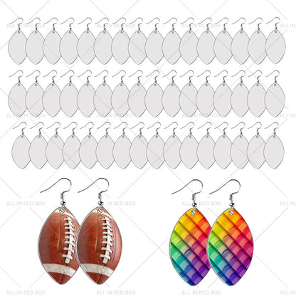48PCS Double-Sided MDF Rugby Earrings with Hooks & Jump Rings