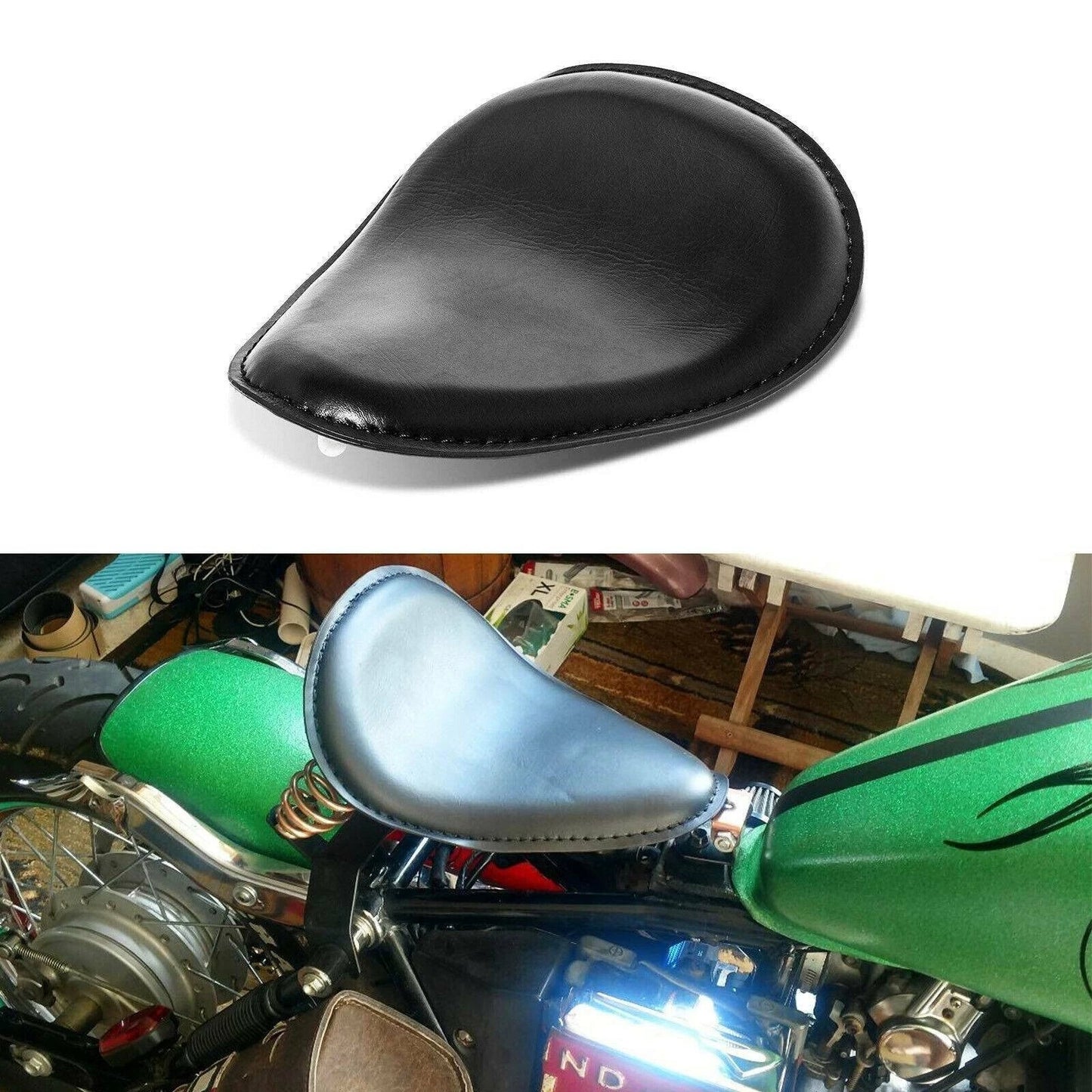 Black Motorcycle Bobber Solo Seat for Harley Sportster XL 883 1200 (2004-2023)