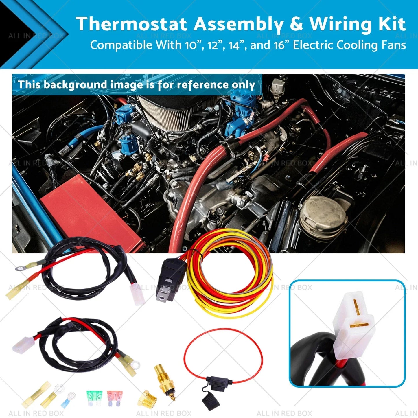 Dual Electric Cooling Fan Relay Kit with 185/165 Thermostat & 50 Amp
