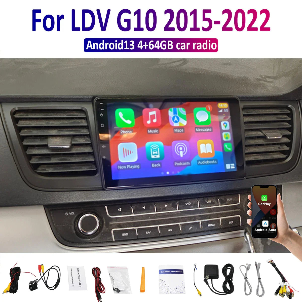 9'' Wireless CarPlay Android Auto Radio for LDV G10 (2015-2022)