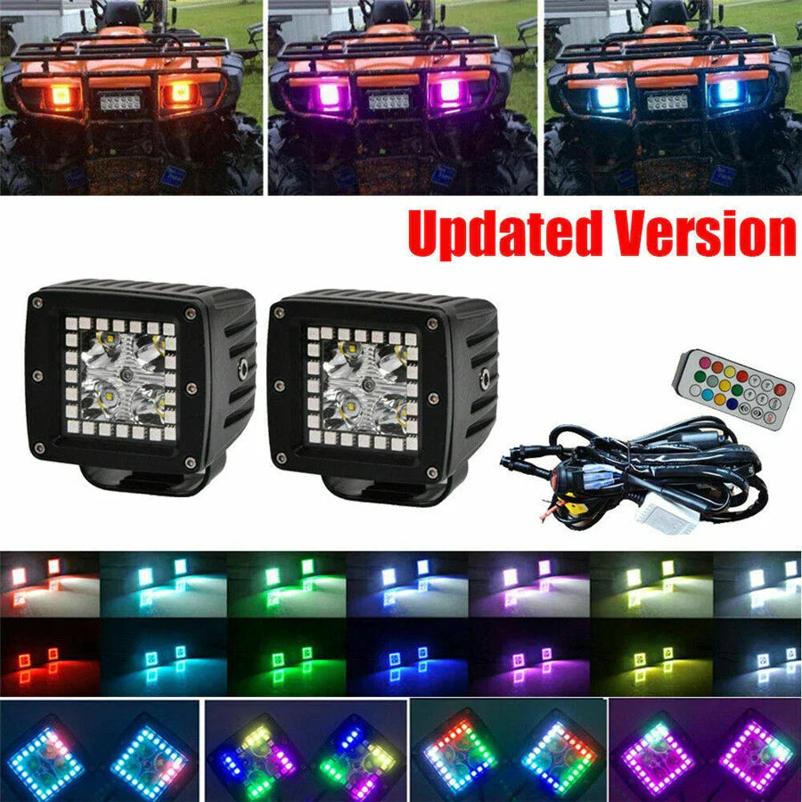 3" RGB Halo Ring LED Work Light Pods for Car (No Year Specified)